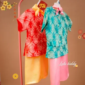 áo bà ba gấm đỏ xanh